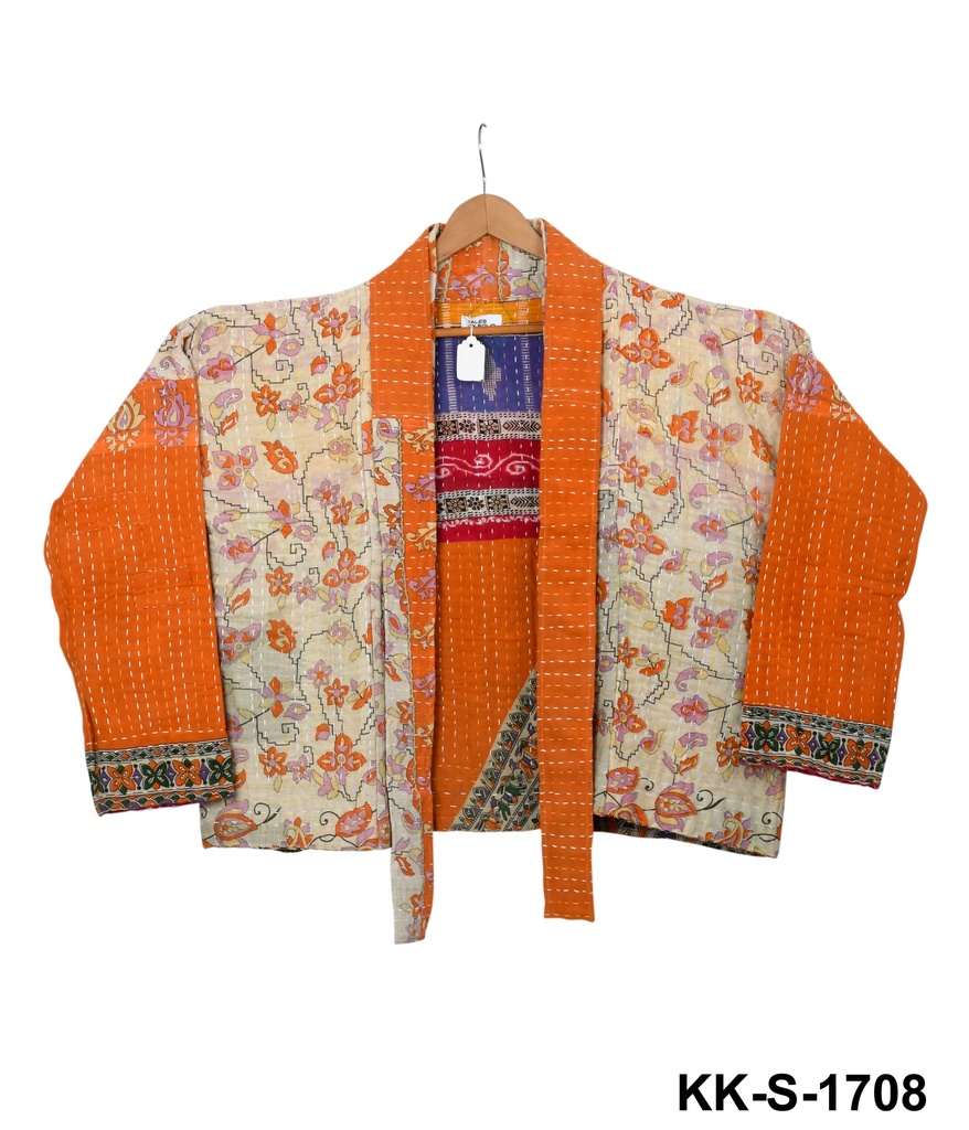 Upcycled & reversible Kantha Jacket - Short - 1708